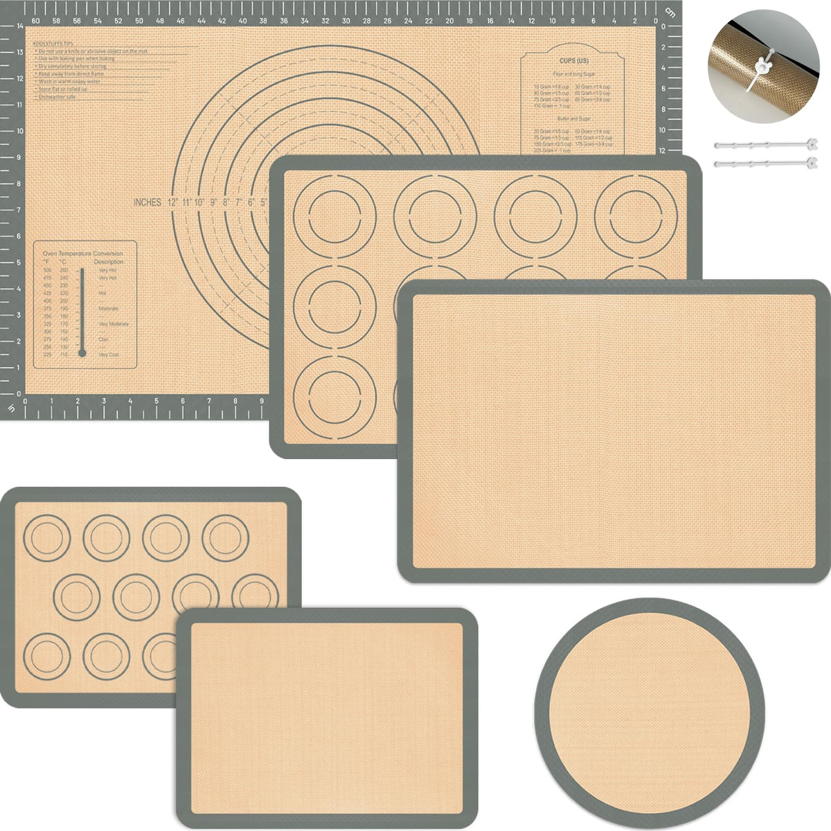 Koolstuffs pastry mat 26x16 with grid lines for precise rolling and measuring