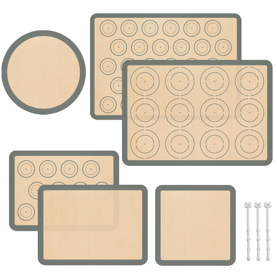 Koolstuffs silicone mat set of 6 overview highlighting reusable baking mats
