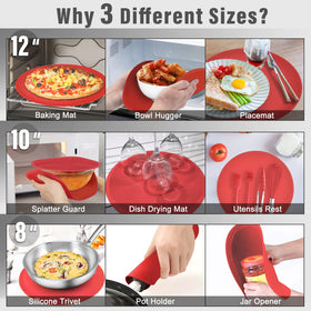 KooMall 10-inch multi-use mat used as a versatile kitchen helper and heat shield