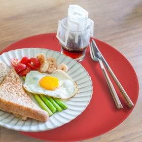 KooMall dish-drying-mat in bright red ready to absorb and dry dishes