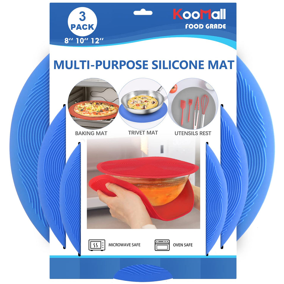 KooMall heat-resistant silicone mat protecting countertops while cooling hot dishes.
