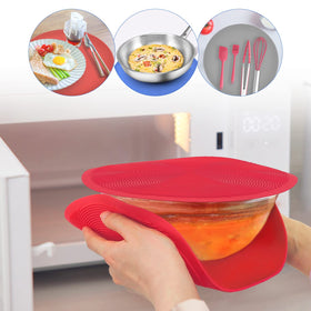 KooMall silicone pot-holder/trivet demonstrates safe grip for hot cookware