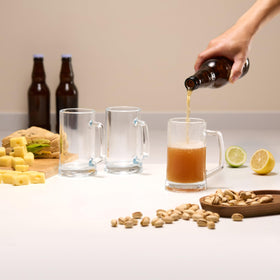 KooK four-pack beer mugs featuring sturdy thick handles for stable sipping.