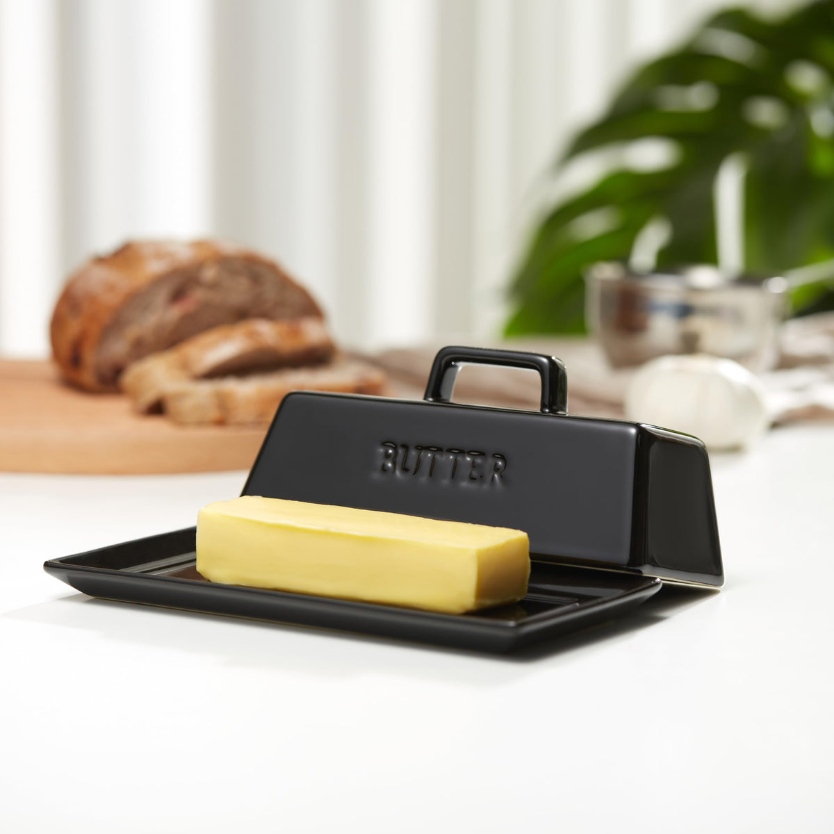 KooK butter dish square design fits compact countertops and modern spaces.