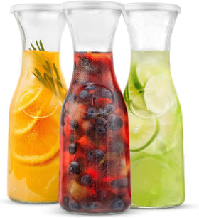 KooK Glass Carafe set 3 with tight-fitting lids prevents spills during service.