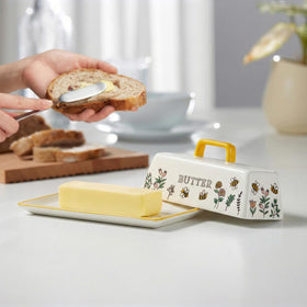 KooK Meadow butter dish with open lid for quick access.