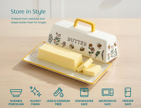 KooK Meadow butter dish side view shows squared design.