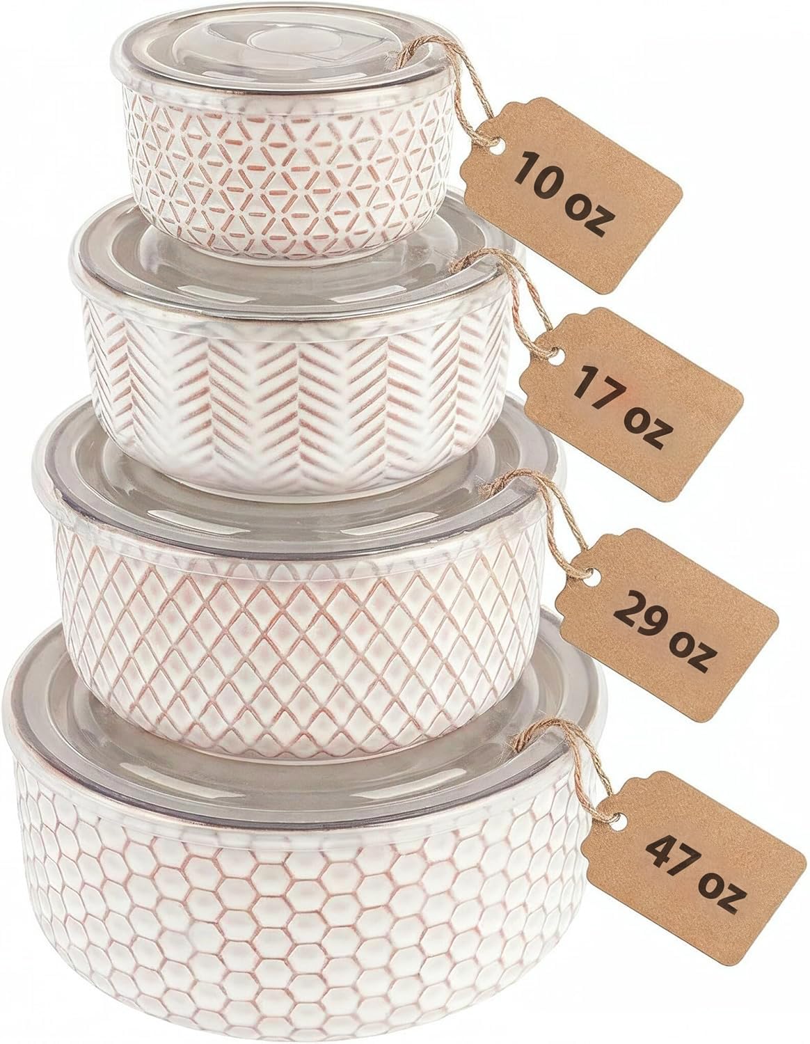 KooK Narbonne 10oz ivory bowl with lid for portion control and storage