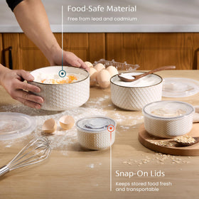 KooK Narbonne 16oz ivory bowl with lid ideal for meal prep