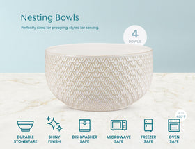 KooK Narbonne ivory bowls stackable for compact storage