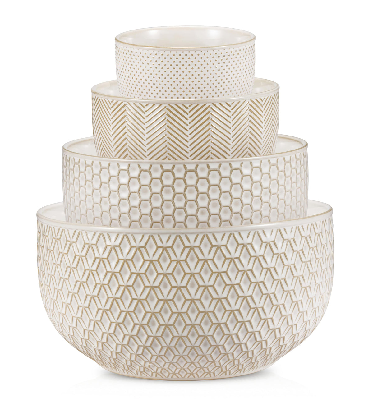 KooK Narbonne ivory mixing bowls nesting set enhances prep and stylish serving