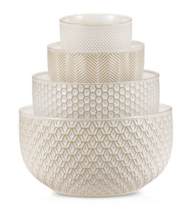 KooK Narbonne ivory mixing bowls nesting set enhances prep and stylish serving