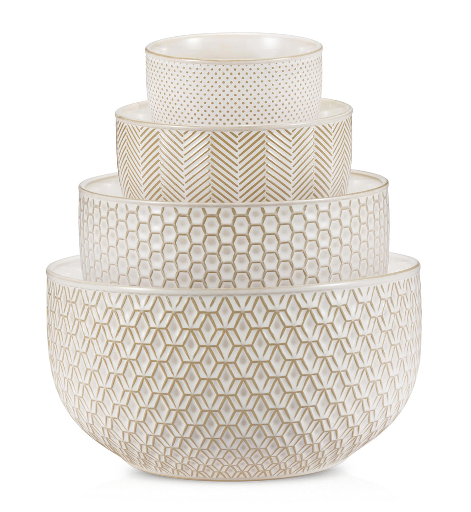 KooK Narbonne ivory mixing bowls nesting set enhances prep and stylish serving