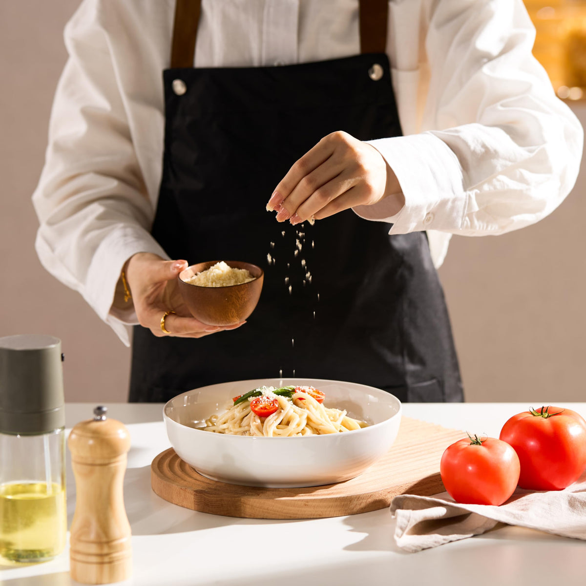 KooK serving bowl in white glaze for family-style dishes