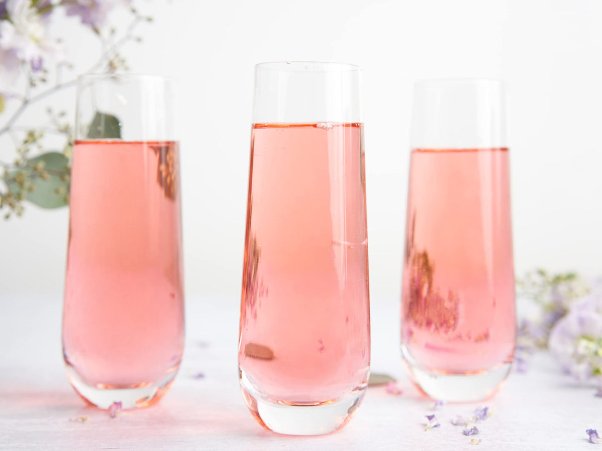 KooK stemless champagne flutes at a wedding table, sparkling memories await.