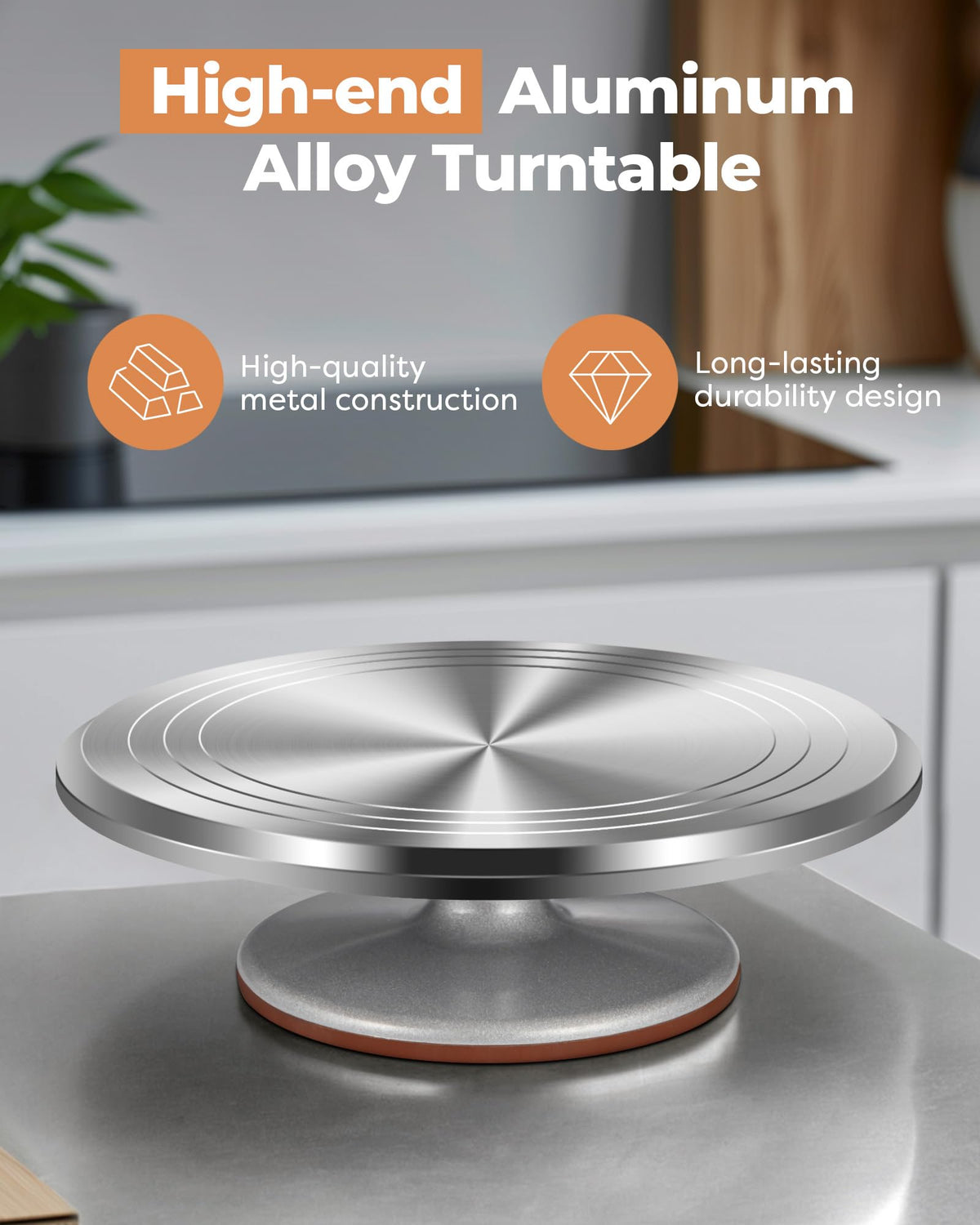 Kootek 12-inch cake stand with rubber feet to prevent wobble