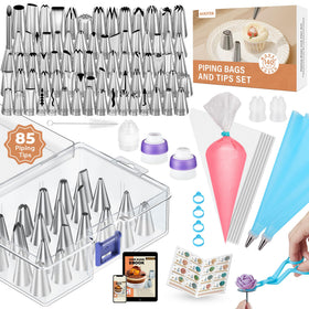 Kootek 140Pcs icing bags and tips set displayed for beginners