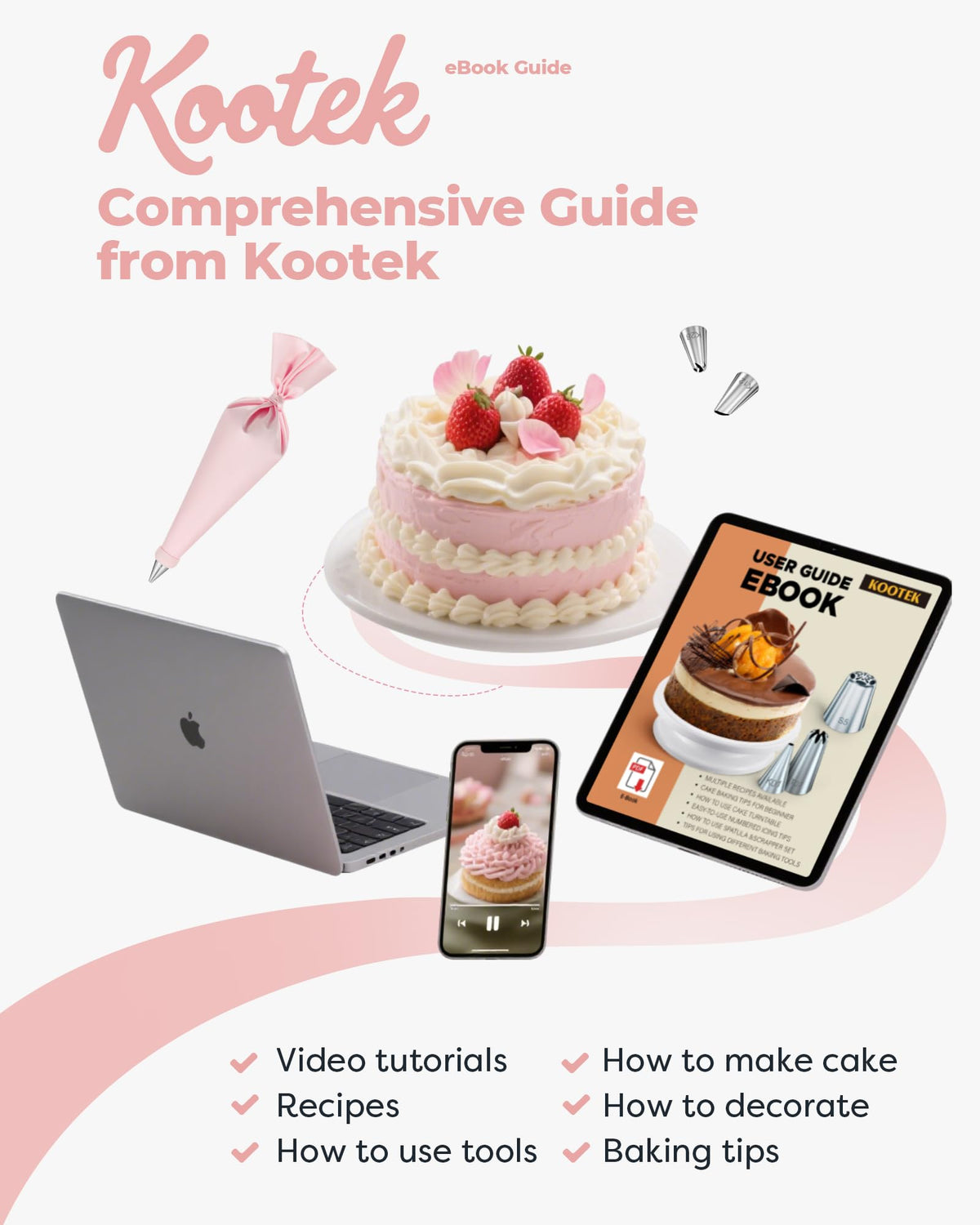 Kootek e-book guide supports learning advanced decorating techniques.