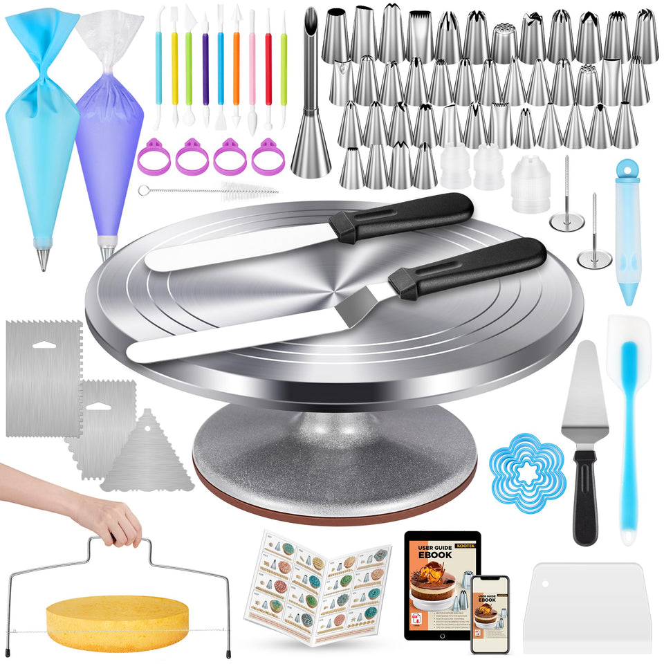 Kootek cake turntable with non-slip base for stable icing on cakes