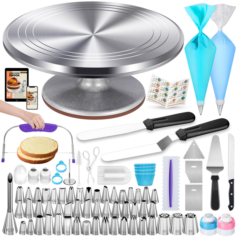 Kootek cake decorating kit turntable for stable icing and smooth frosting.