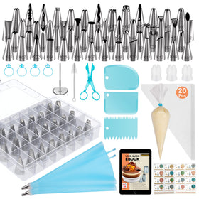 Kootek piping kit contents with tips for versatile decorating