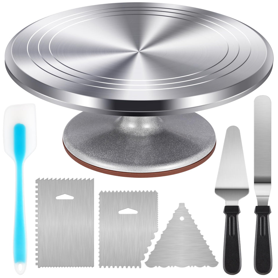 Kootek aluminium cake turntable stand with non slip base for stable decorating