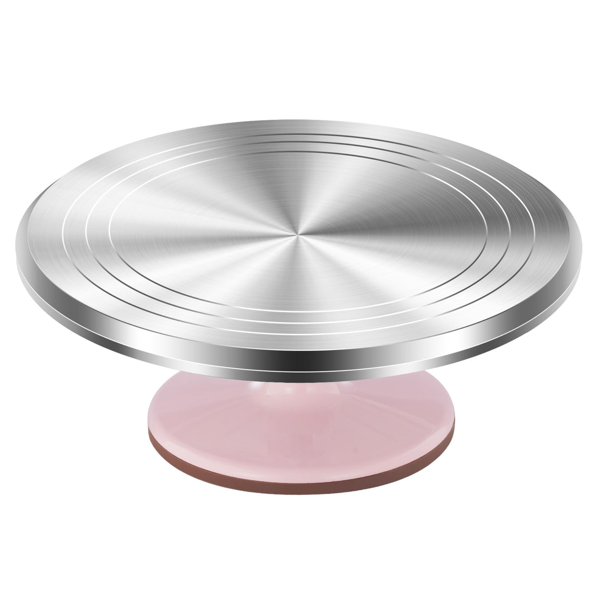 Kootek aluminium cake turntable top view, sturdy 12-inch surface for precise decorating.