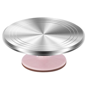 Kootek aluminium cake turntable top view, sturdy 12-inch surface for precise decorating.