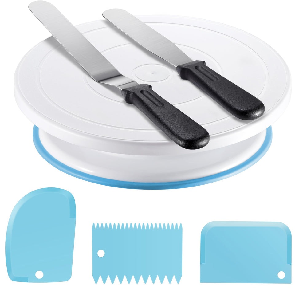 Kootek cake decorating kit on a spinning turntable for flawless designs