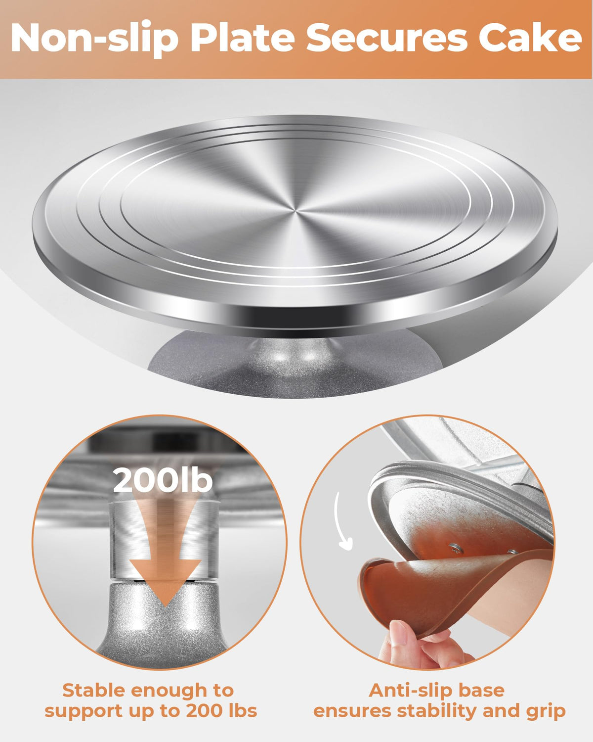 Kootek cake decorating turntable close-up with guiding lines for alignment