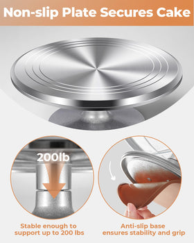 Kootek cake decorating turntable close-up with guiding lines for alignment