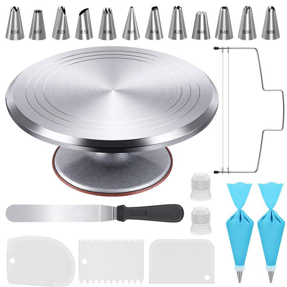 Kootek 12-inch cake turntable for steady, even icing during decorating.
