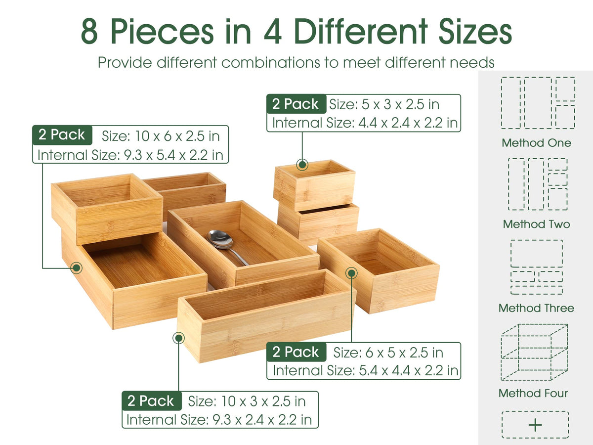 Kootek customizable drawer dividers help tailor storage for different sizes.