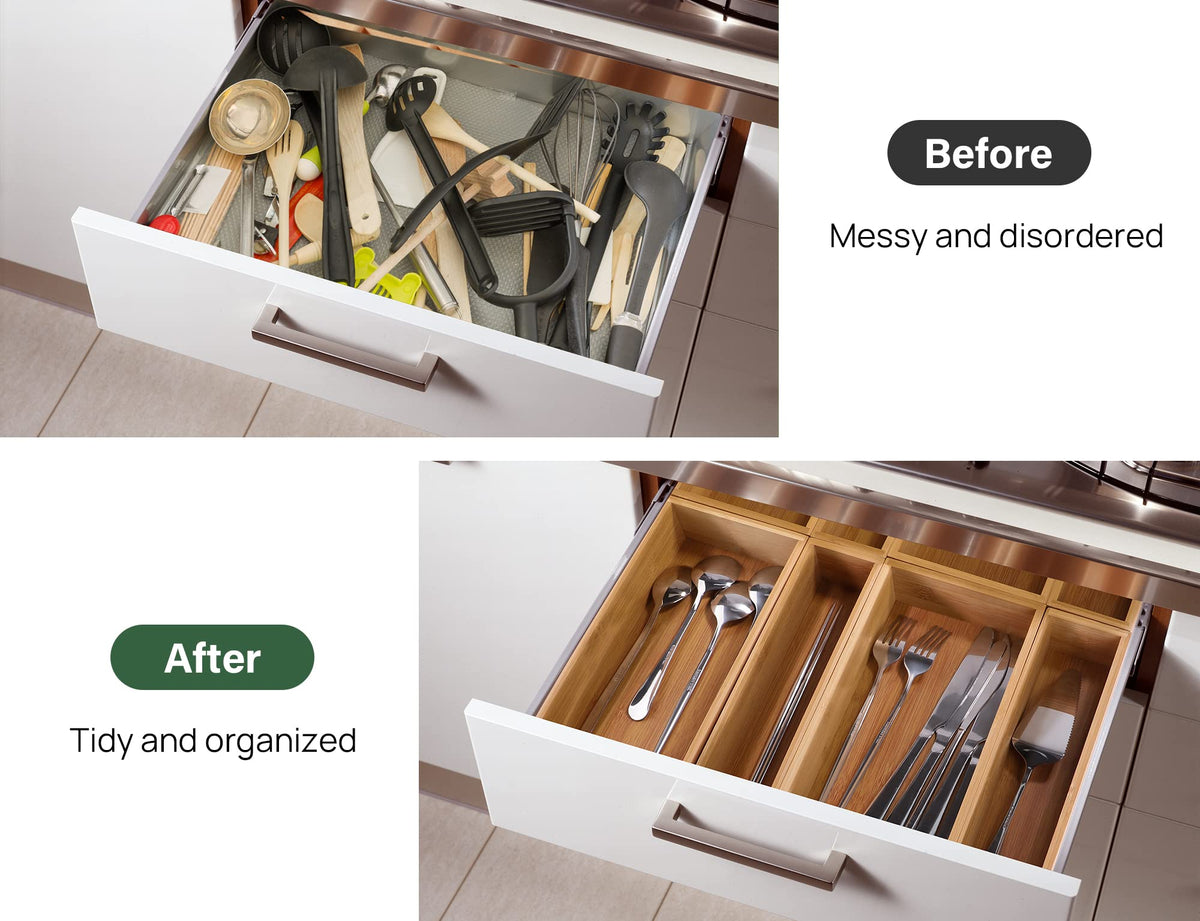 Kootek durable bamboo organizer with engineered wood bottom adds stable, stylish storage.