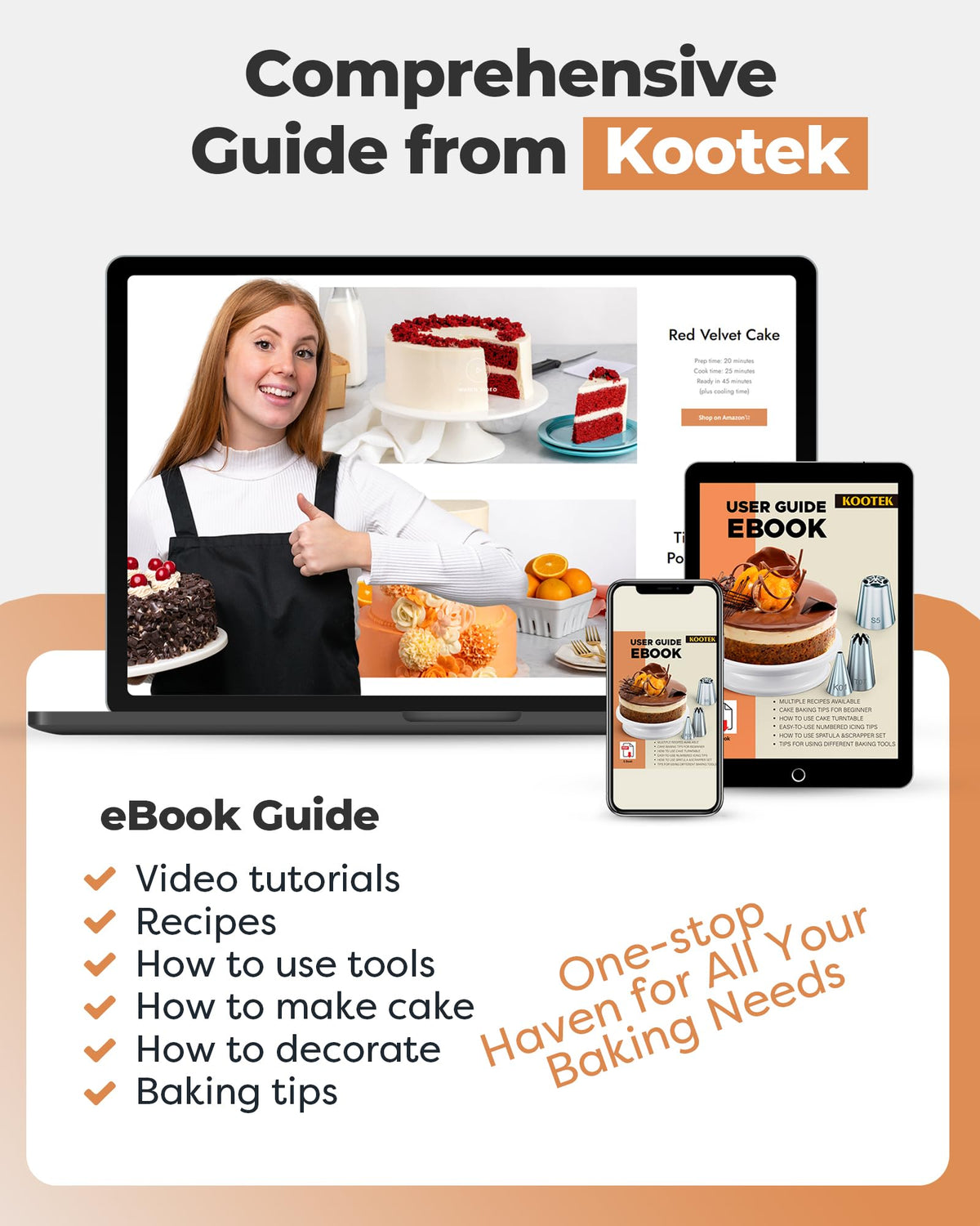 Kootek e-book guide included for decorating techniques