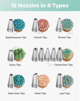 Kootek set of 12 numbered icing tips for versatile piping designs