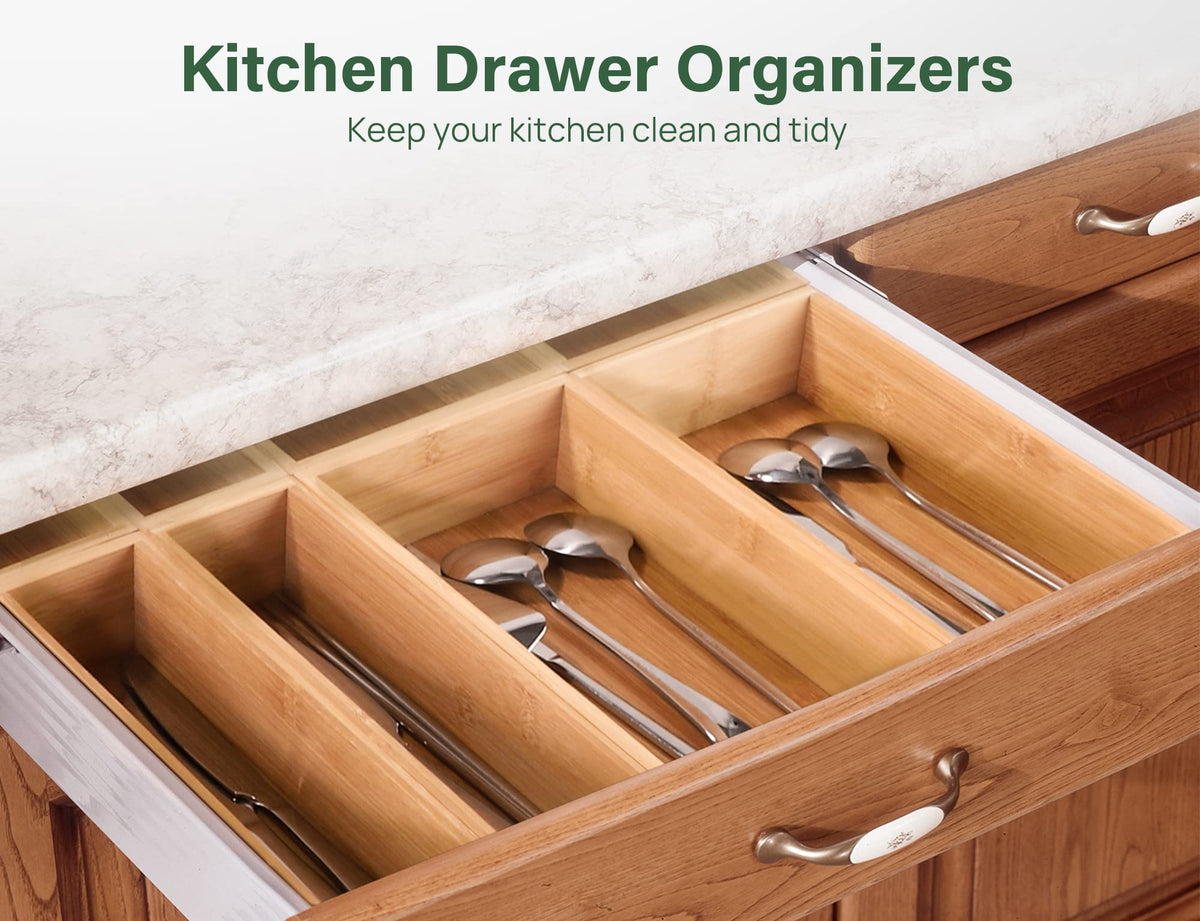 Kootek versatile trays fit together or apart to maximize drawer space.