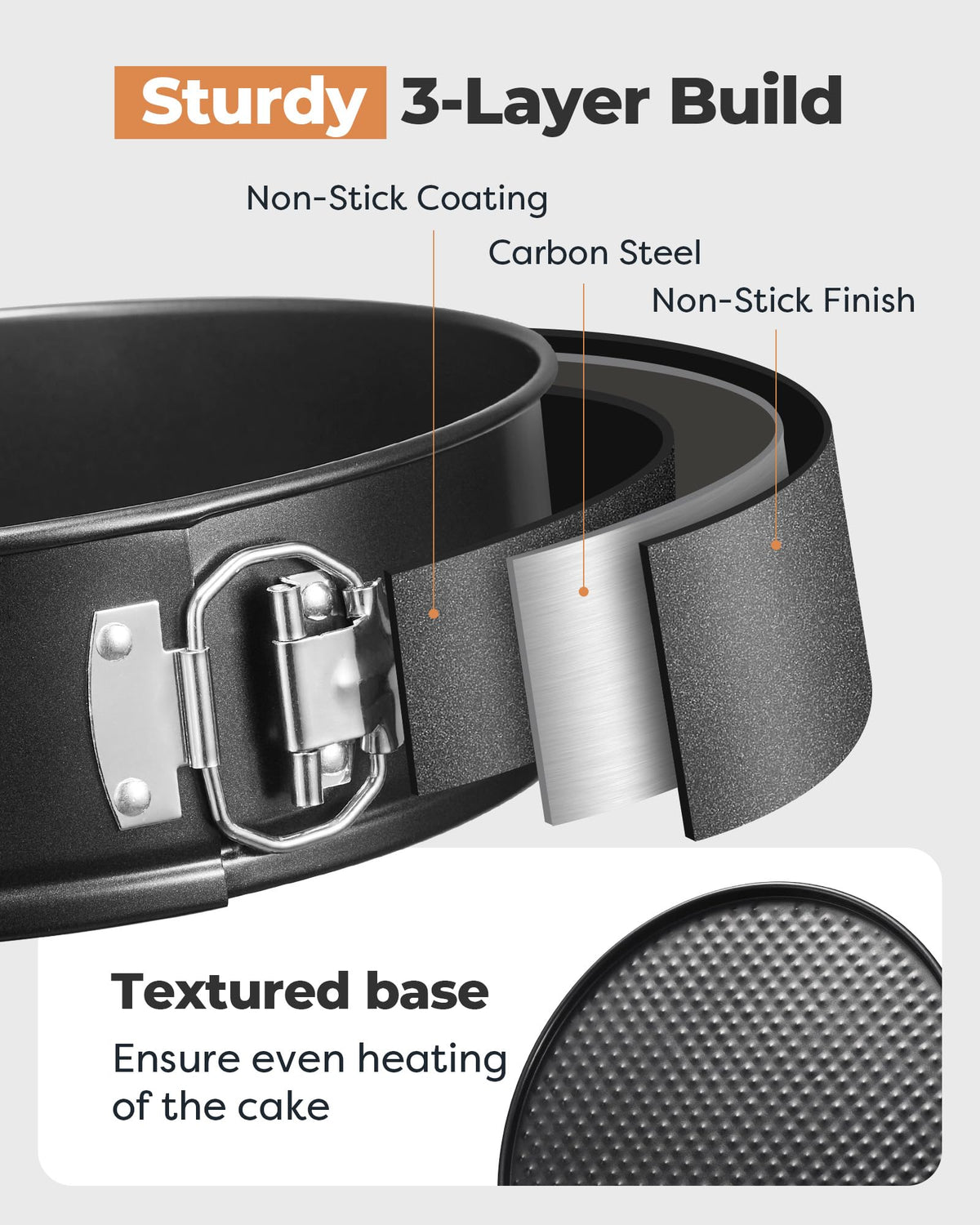 Kootek nonstick coating close-up shows durable, even-baking surface