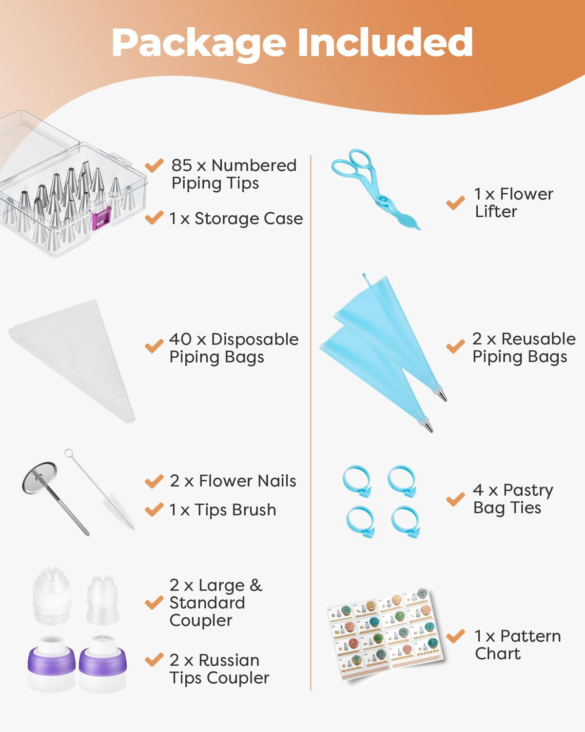 Kootek numbered tips with pattern chart enabling a variety of designs