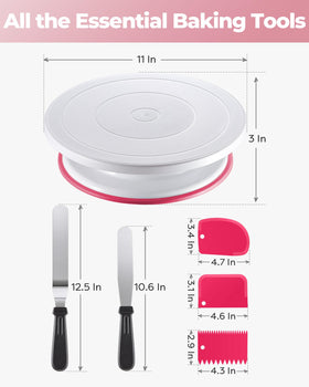 Kootek pink cake decorating set displayed on a countertop