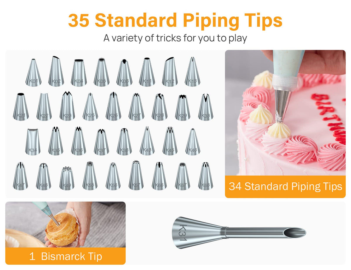 Kootek standard icing tips 35-pack offers versatile designs