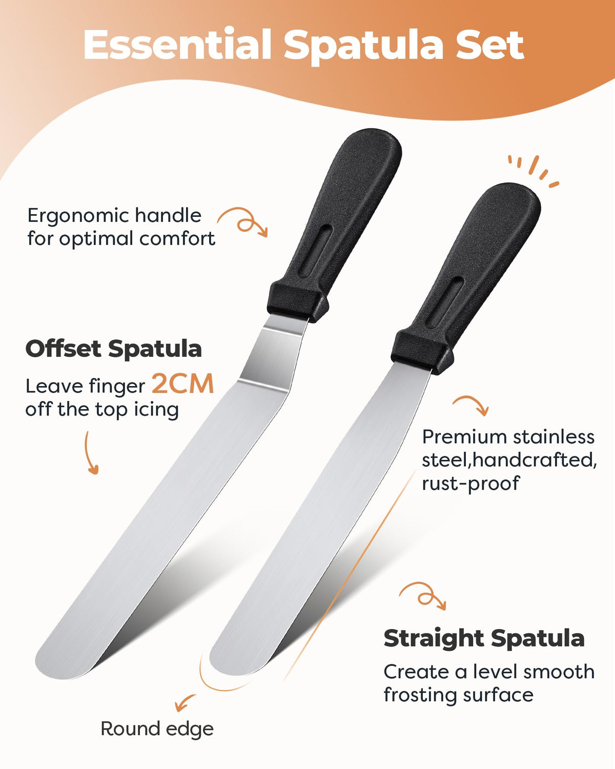 Kootek straight frosting spatula 10-6in for even layers