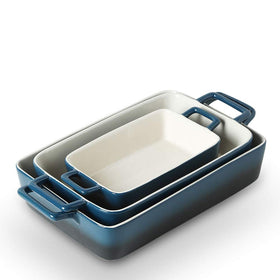 KOOV gradient blue bakeware on the counter, ideal for everyday baking.