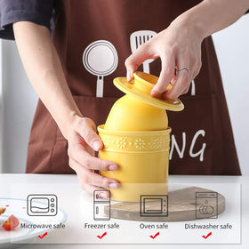 KOOV yellow butter crock on countertop adds cheerful kitchen décor