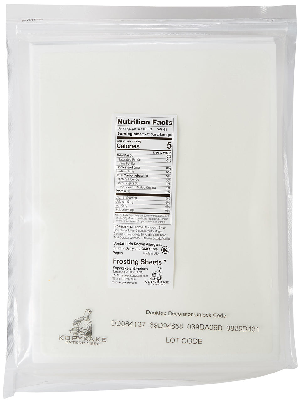 Kopykake FS0811-T frosting sheets ready for edible printing on cakes