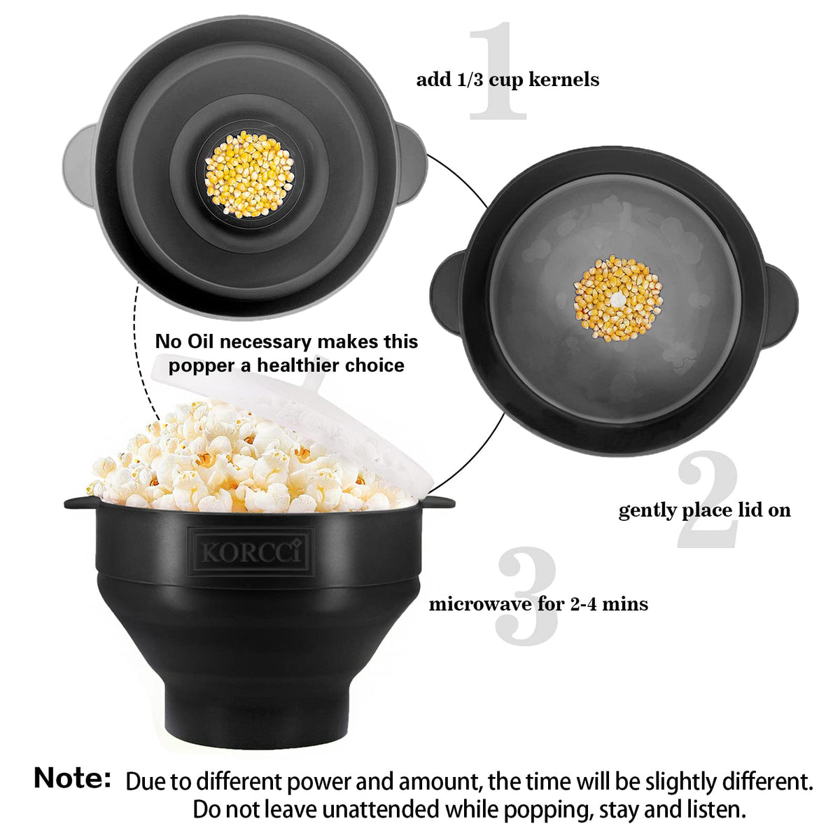 Korcci dishwasher-safe popcorn popper for easy cleanup after batches