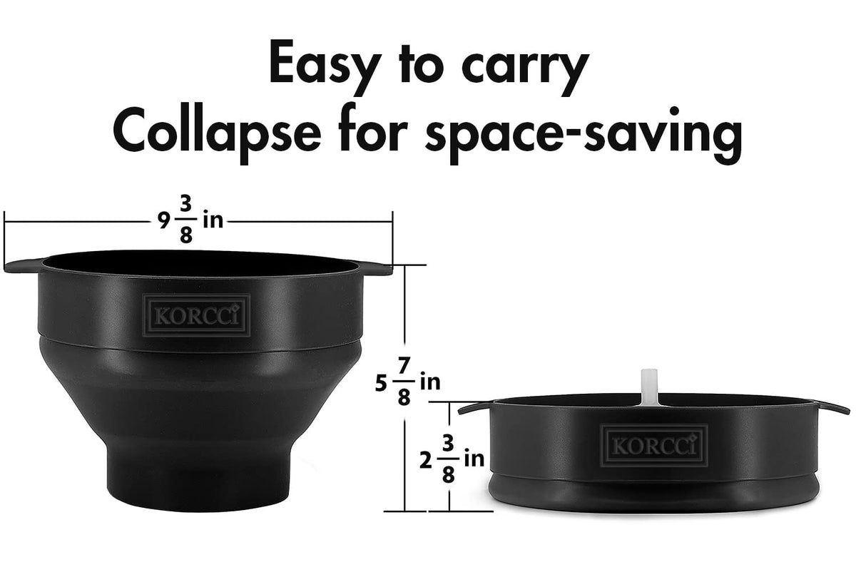 Korcci microwave popcorn maker showing easy-use design for quick snacks