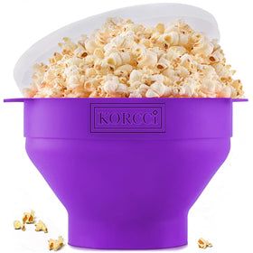 Korcci Original microwave popcorn popper purple collapsible open for quick batches
