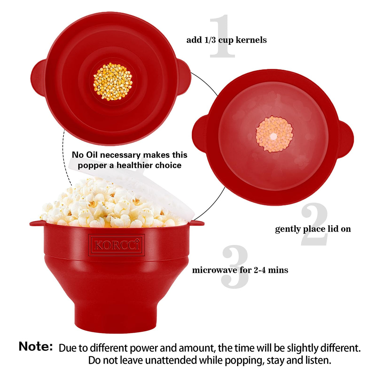 Korcci popcorn popper folded for compact storage in small kitchens