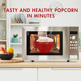 Korcci popcorn popper large bowl handles for easy transfer from microwave